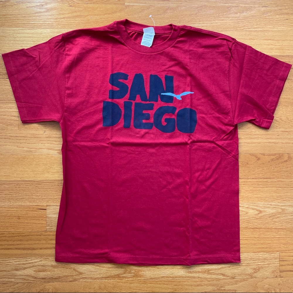 NWOT San Diego California Men’s Large RED T-Shirt Short Sleeve Delta Pro Weight